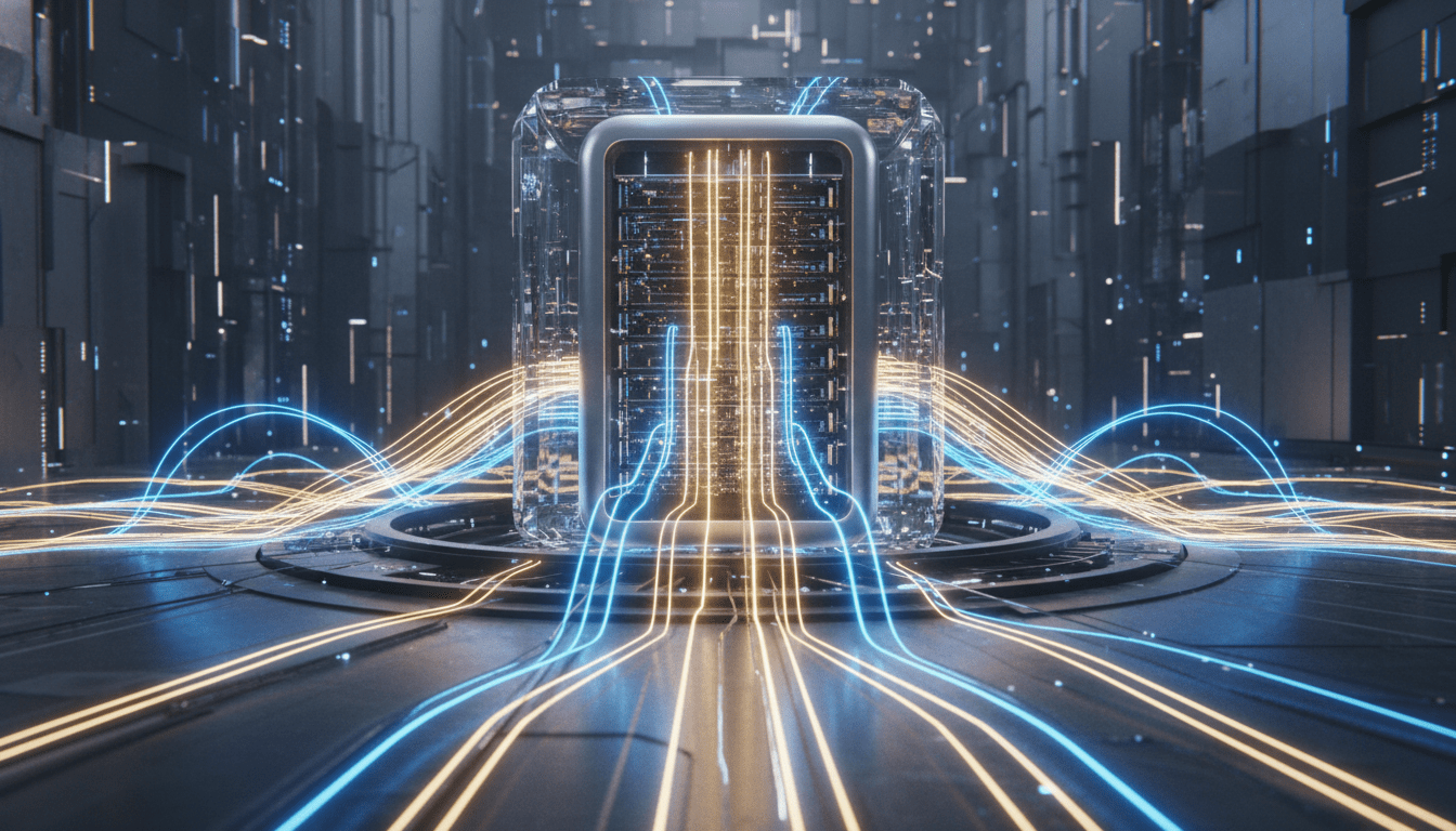 Infraestructura tecnológica de criptomonedas y finanzas descentralizadas con redes de luz digital sobre arquitectura moderna de servidores.