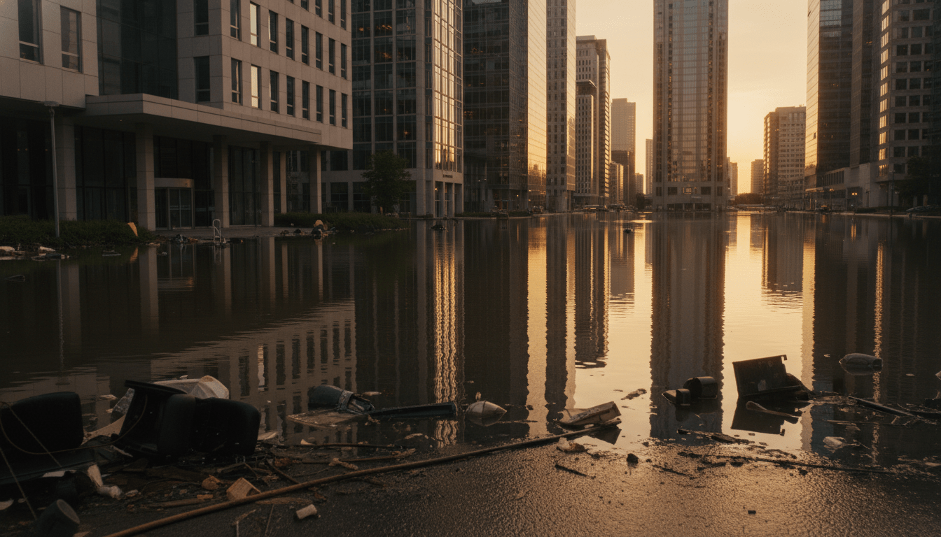 Impacto económico de desastres naturales y crisis financiera en una ciudad moderna inundada
