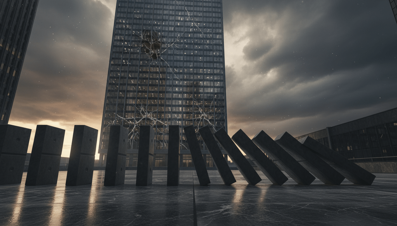 Representación visual del colapso financiero de Lehman Brothers y el efecto dominó de la crisis de 2008