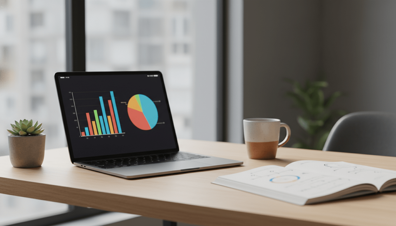 Herramientas digitales y dispositivos tecnológicos en un escritorio moderno para la creación de un plan de negocio.