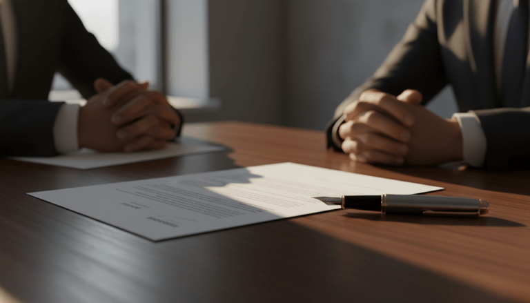 Primer plano de una negociación financiera estratégica en una oficina moderna para resolver deudas.