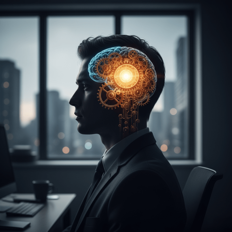 Concepto visual de la psicología del dinero mostrando la conexión entre el cerebro emocional y las decisiones financieras.