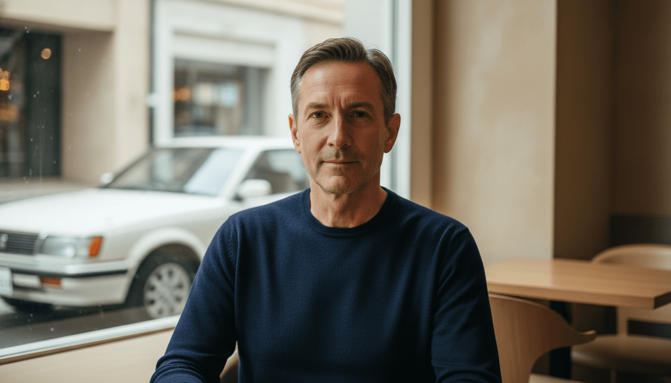 Hombre con ropa elegante sin logotipos representando el concepto de riqueza sigilosa y libertad financiera