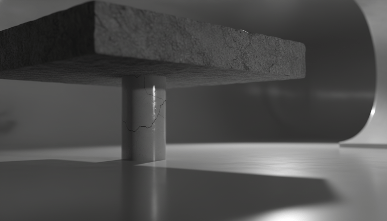 Metáfora visual de un hogar con ingreso único representado por una sola columna bajo gran presión estructural