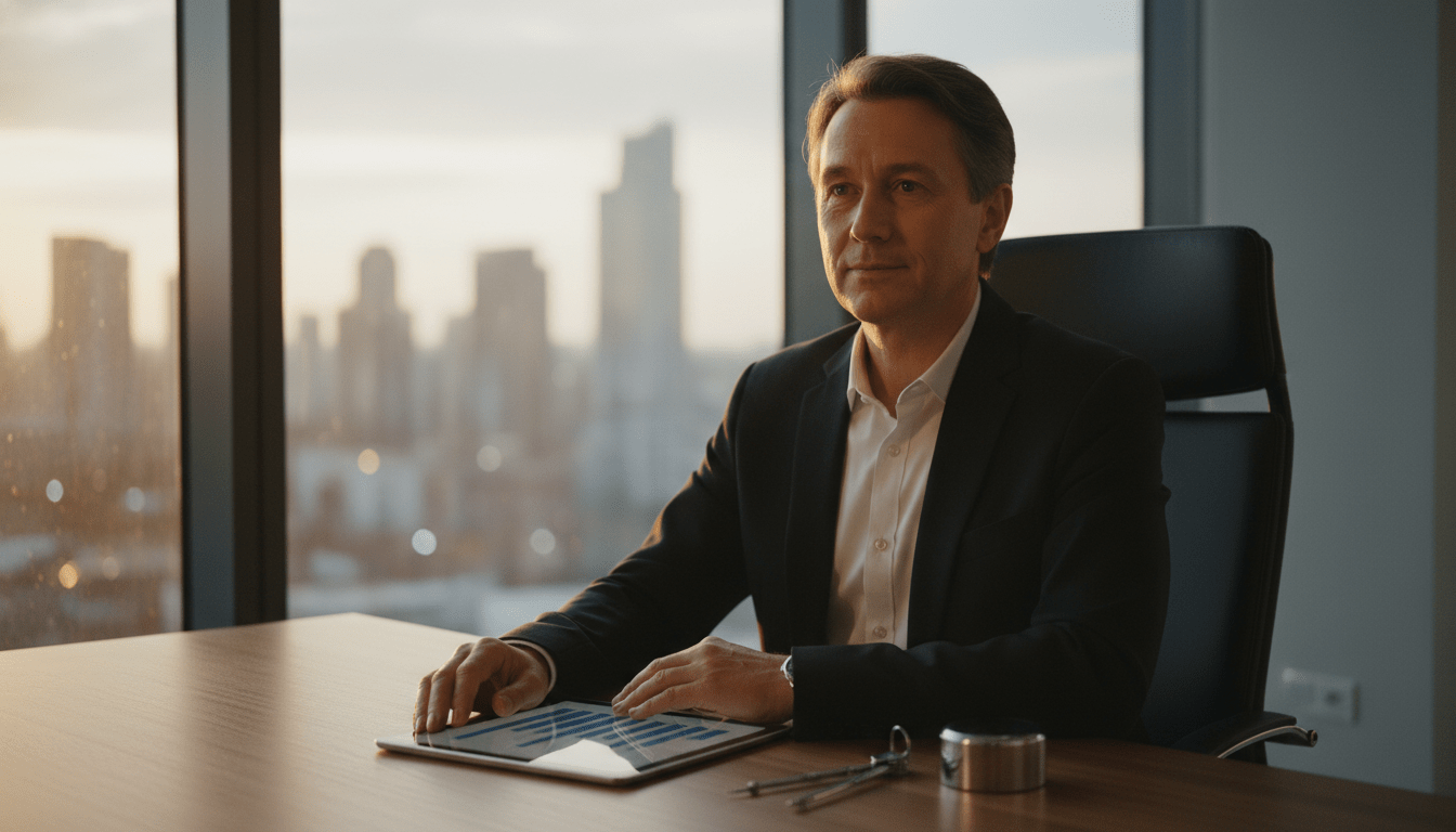 Persona madura planificando su estrategia de inversión para la jubilación con gráficos de crecimiento financiero