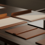 Escritorio organizado con carpetas de cuero y documentos financieros que representan el control del patrimonio y la soberanía económica.