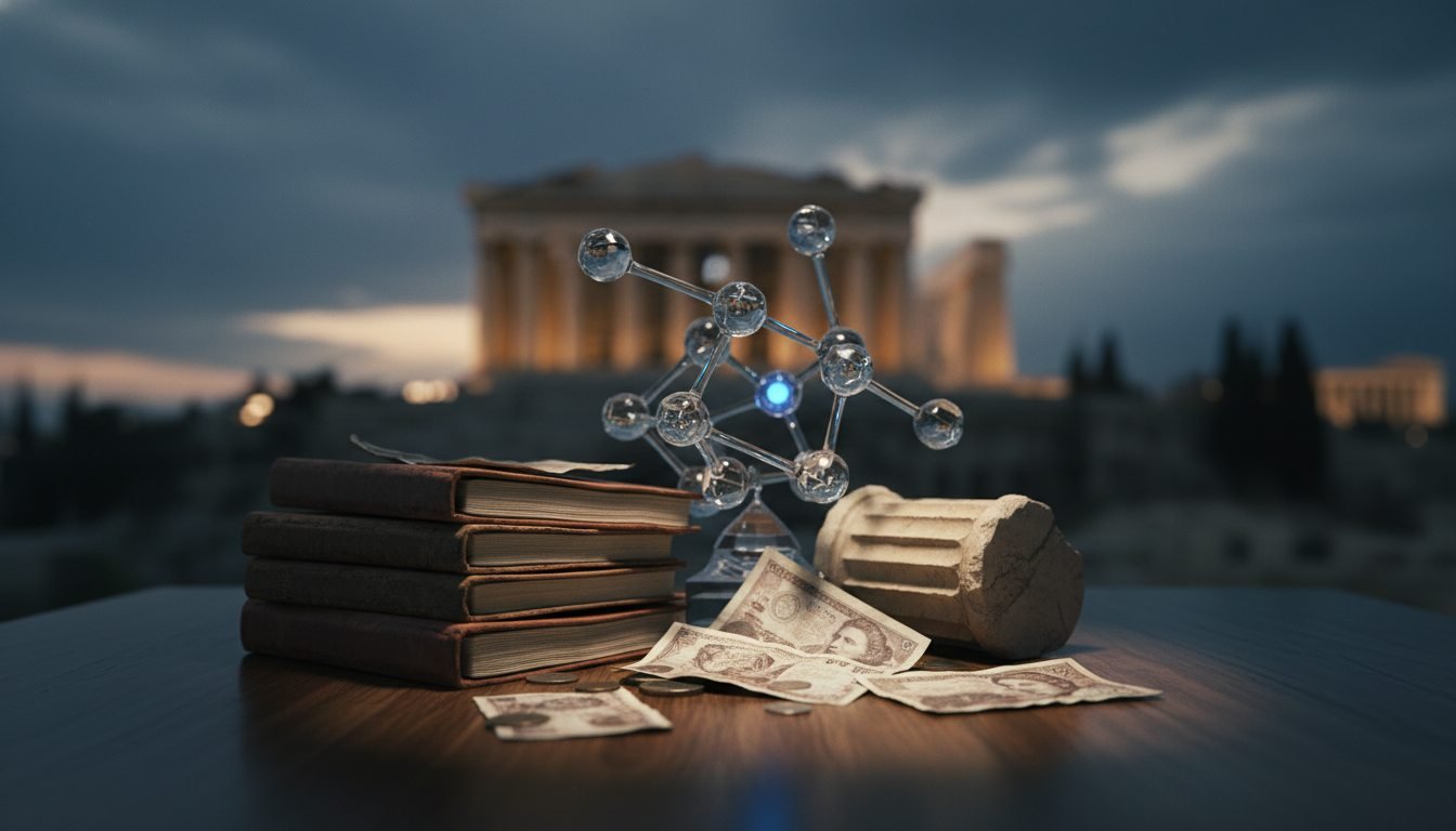 Gráfico de datos de la crisis de deuda de Grecia analizada con modelos de espectrometría cuantitativa.