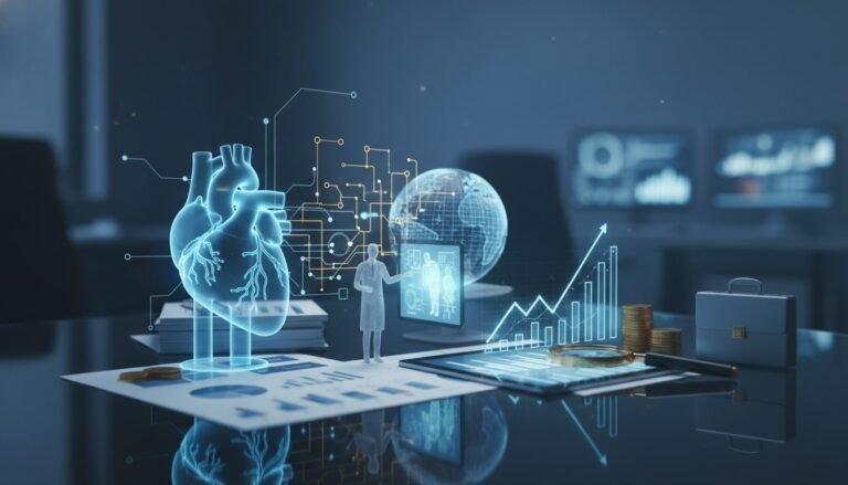 Grafico de analisis financiero de telemedicina con datos de digitalizacion de salud y costos corporativos.