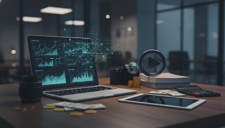 Gráfico financiero digital sobre la economía y volatilidad de ingresos de influencers y creadores de contenido.
