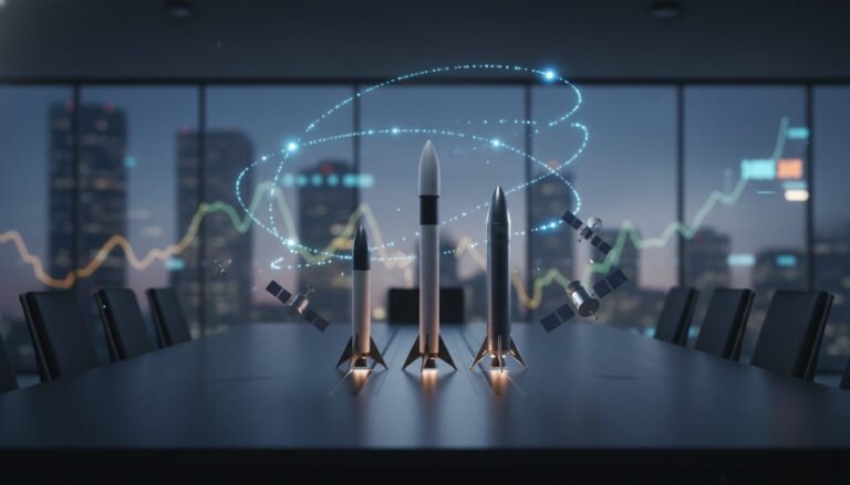 Cohete de SpaceX despegando a la órbita terrestre, simbolizando la inversión y el auge de la economía del espacio.