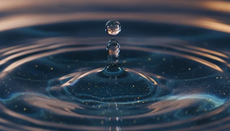 Gota de agua pura con reflejos dorados sobre una superficie líquida, representando el concepto de oro azul y la inversión en recursos hídricos.