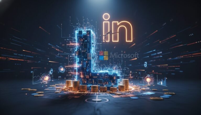 Esquema conceptual de la estrategia de blitzscaling de LinkedIn mostrando crecimiento acelerado y foso defensivo.