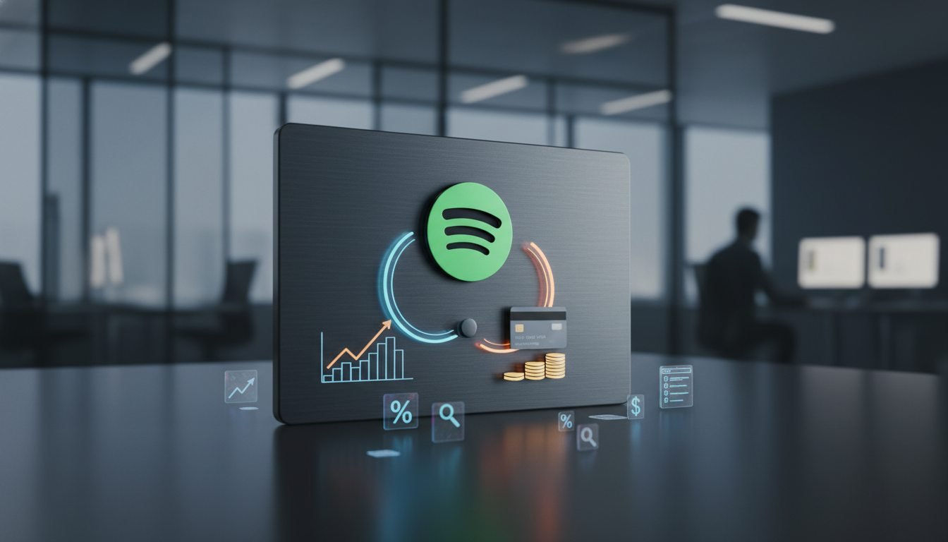 Infografía del modelo freemium de Spotify mostrando la conversión de usuarios gratis a premium, métricas CAC y LTV.