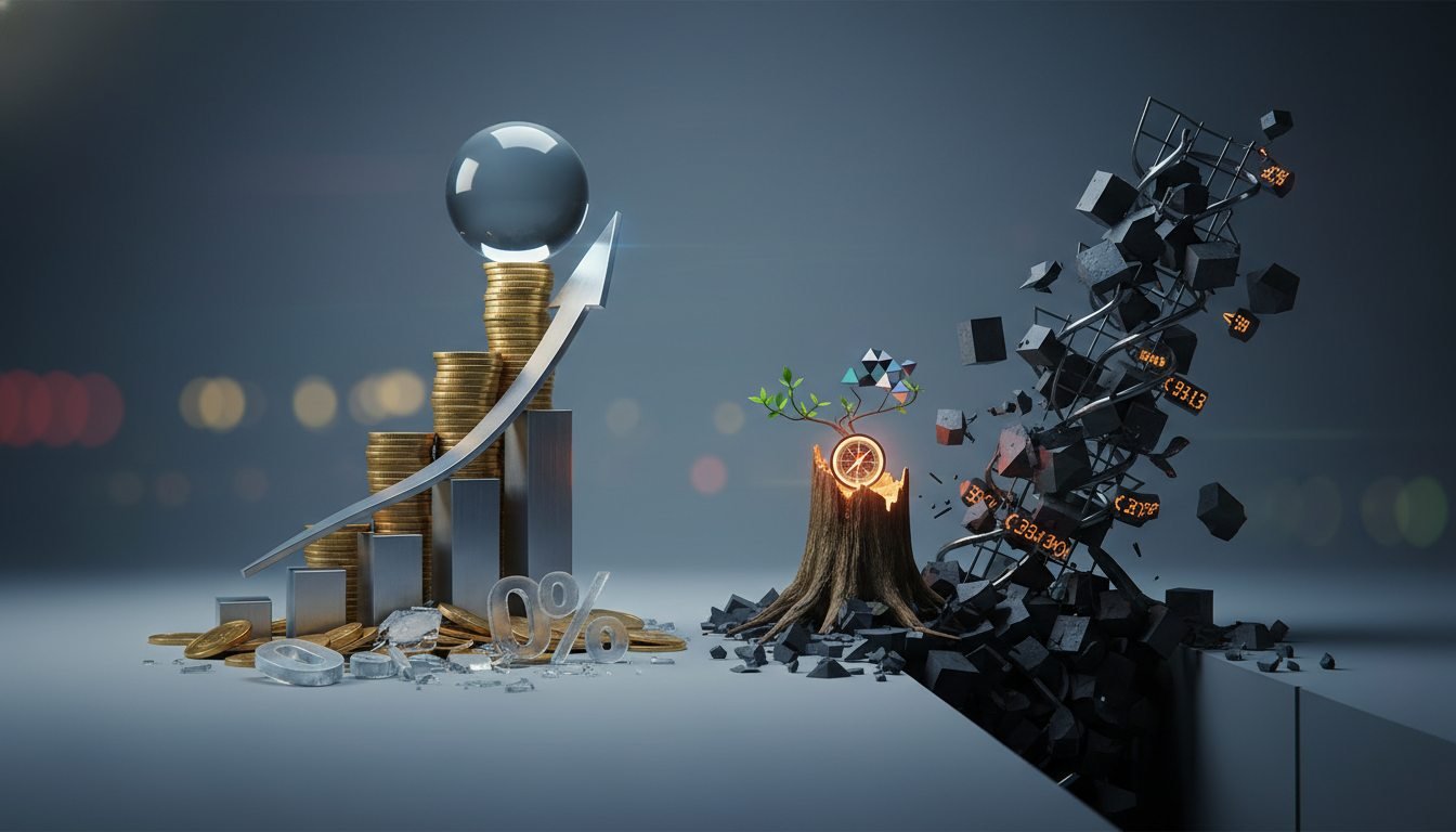 Gráfico conceptual sobre el fin de las tasas de interés cero y la reestructuración de carteras de inversión