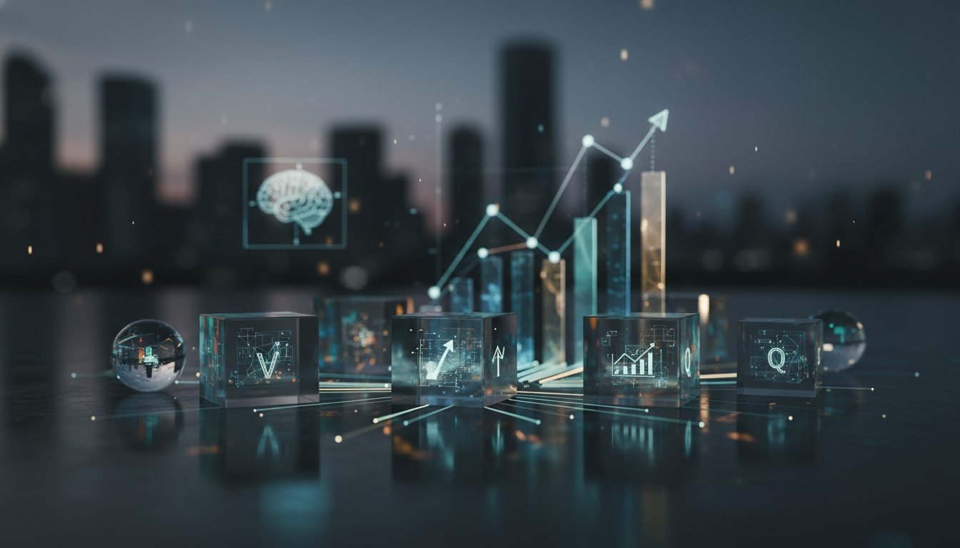 Infografía sobre factor investing que muestra variables clave como valor, tamaño y momentum para optimizar carteras.