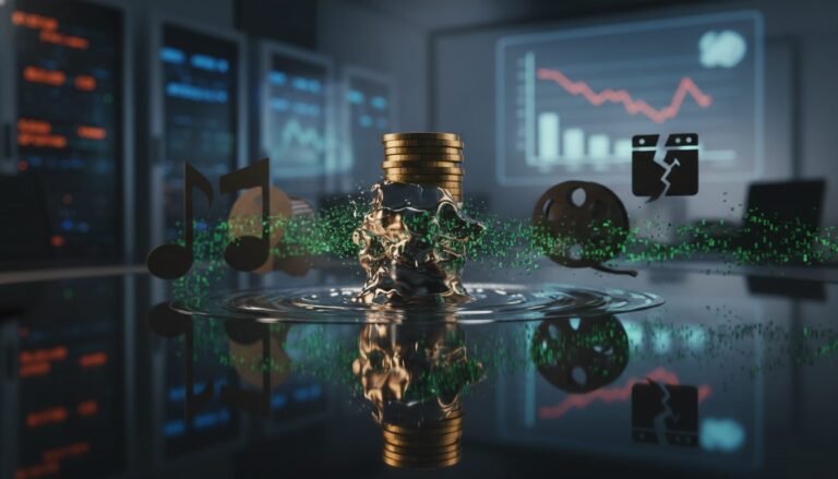 Gráfica conceptual sobre el impacto económico de la piratería digital y la consecuente pérdida fiscal en el PIB.
