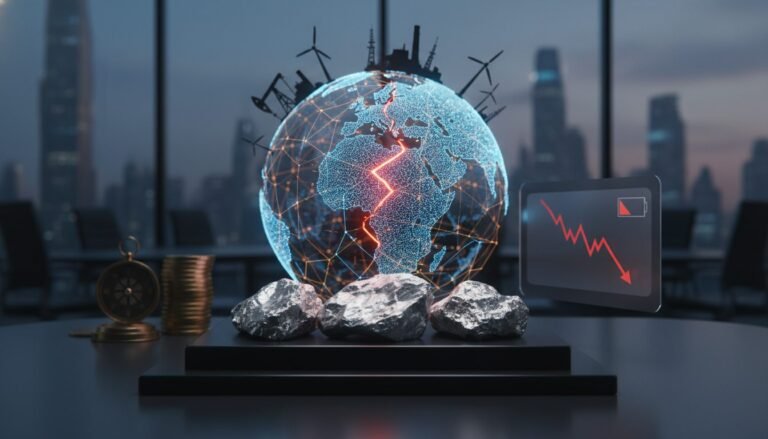 Gráfico del impacto económico por la escasez de litio en la transición energética global y la inversión.