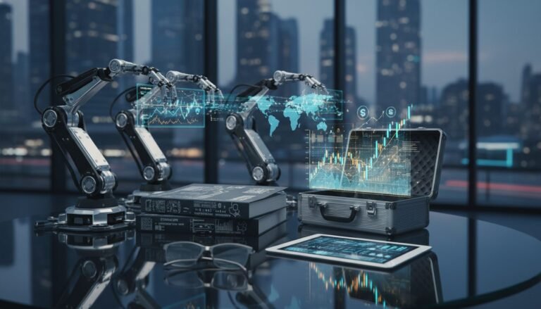 Gráfico financiero digital sobre inversión en robótica y automatización industrial para carteras de inversión.
