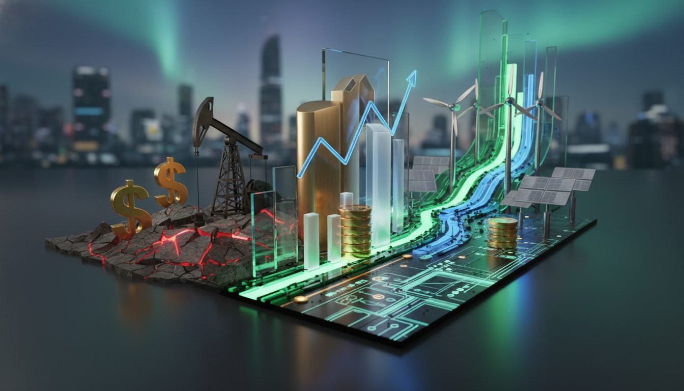 Grafico sobre la transicion a energias renovables y asignacion de capital en carteras de inversion verde.