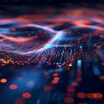 Representación abstracta de inteligencia artificial y finanzas personales, simbolizando la gestión inteligente del dinero.