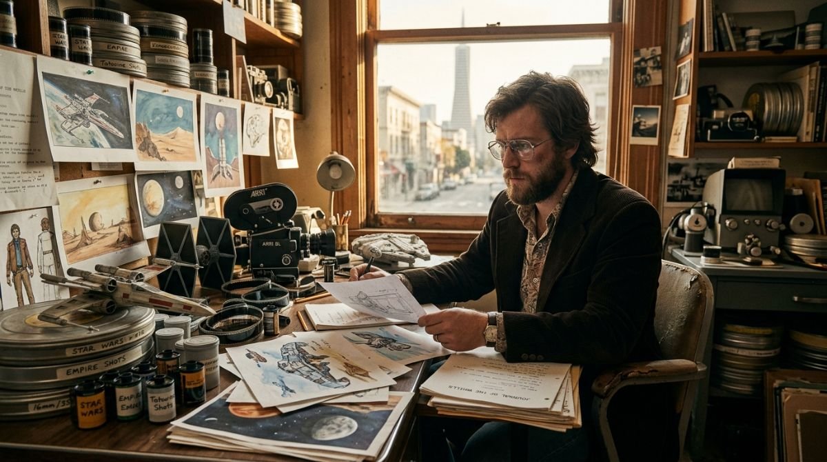Retrato artístico de un joven director de cine de los años 70 planificando una ópera espacial en su estudio