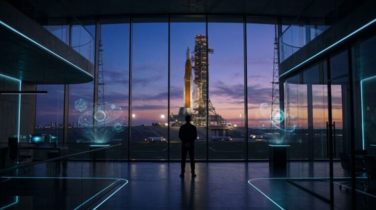 Concepto visual de la visión empresarial a largo plazo e ingeniería aeroespacial frente al corto plazo corporativo
