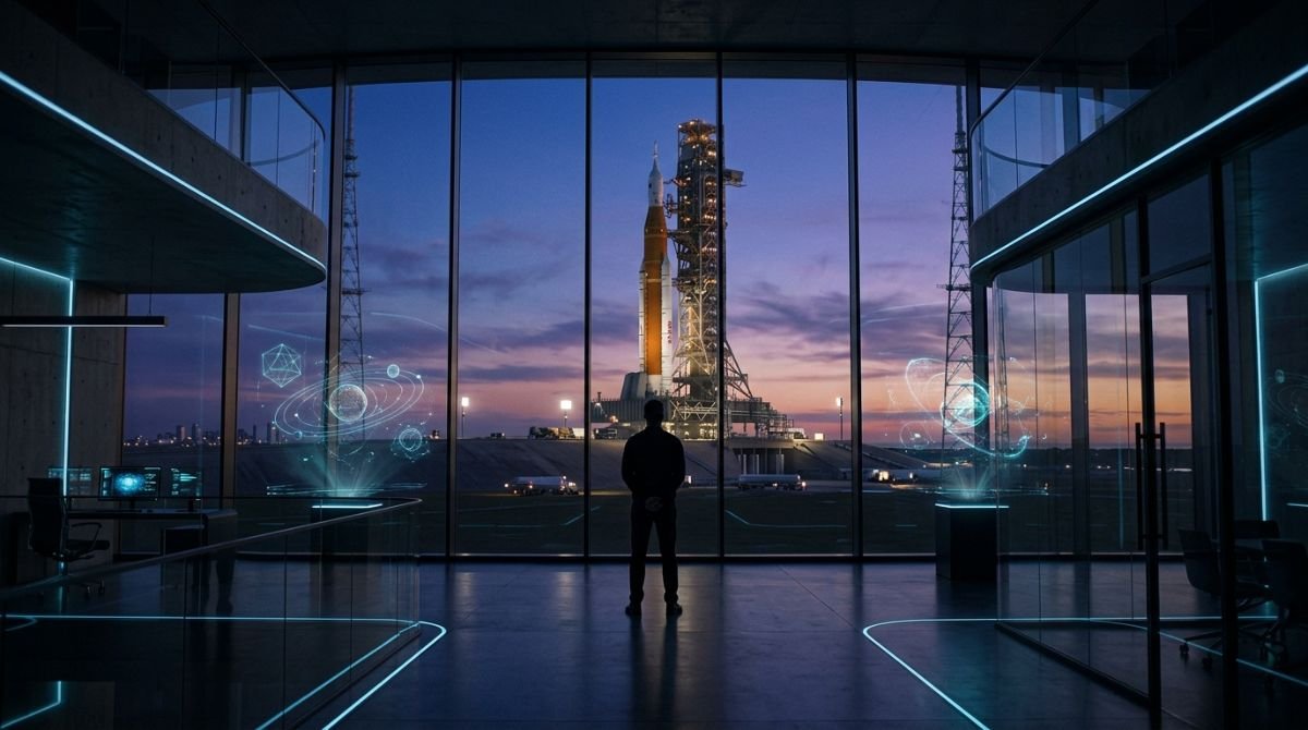Concepto visual de la visión empresarial a largo plazo e ingeniería aeroespacial frente al corto plazo corporativo